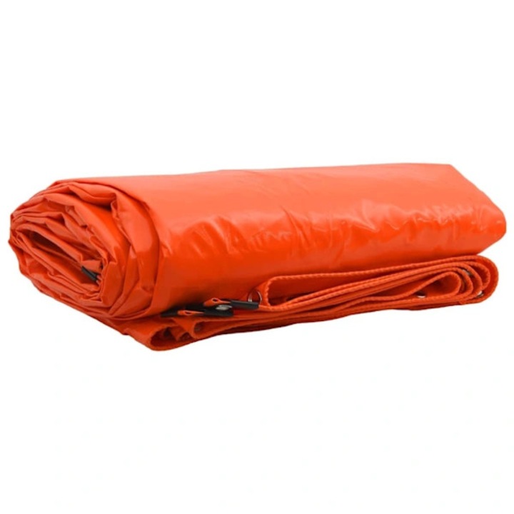 Prelata 650g/m², folie impermeabila din canvas cu acoperire PVC, rezistenta la UV si mucegai, cu ochiuri metalice pe margine, portocaliu, 2.5 x 3.5 m, 1 buc