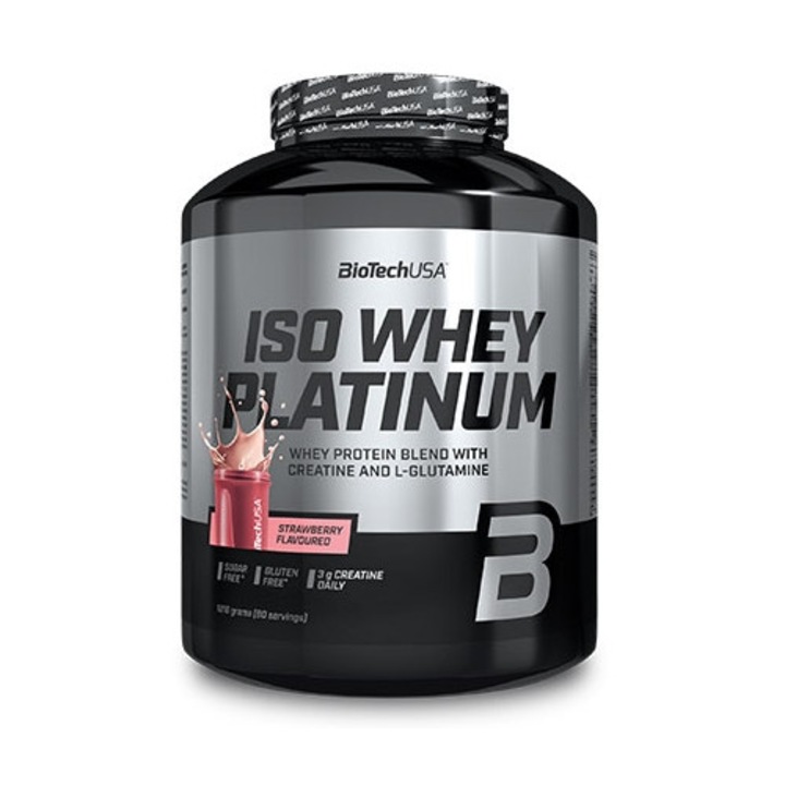 Proteina, Biotech Usa, Iso Whey Platinum, Capsuni, 1.816Kg