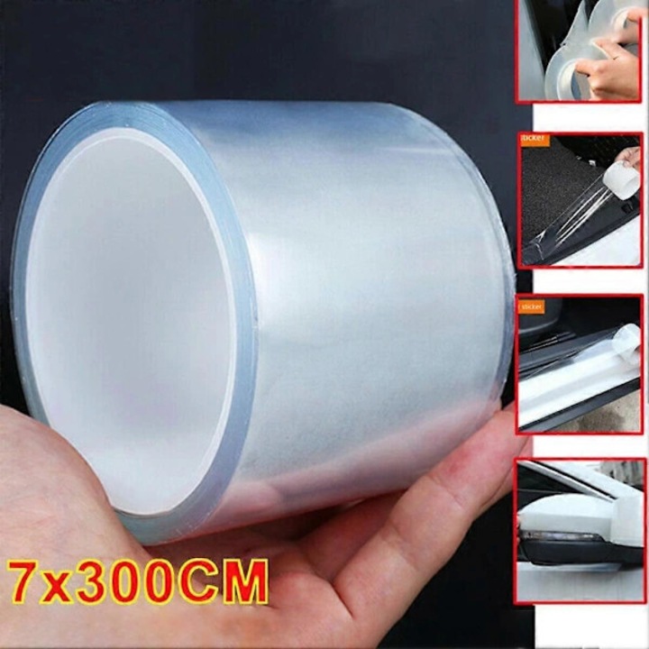 Banda de protectie margine portiera auto, folie protectoare anti-zgarieturi si anti-coliziune, transparenta invizibila, 7 cm x 3 m