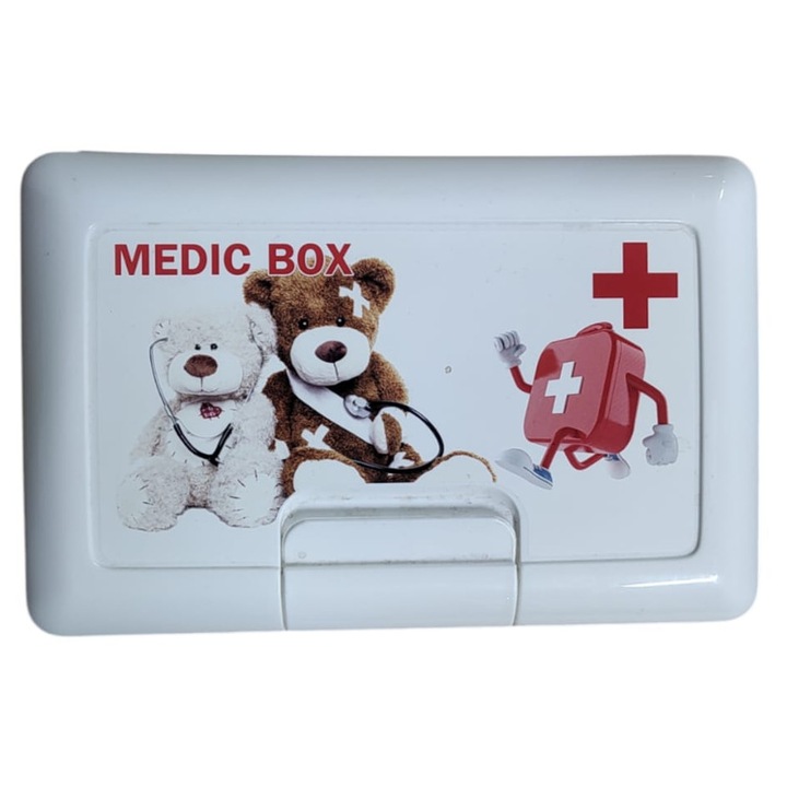 Medic Box orvosi tok, műanyag, 20 x 13 x 7 cm, gyermekeknek, csattal