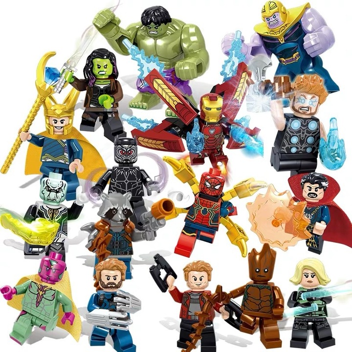 Set 8 figurine mini HERUSI Avengers Hulk Superman, multicolor, 4.5cm