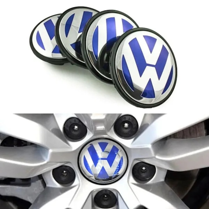 Комплект 4 капачки за джанти VW, сребристи, 65x65мм