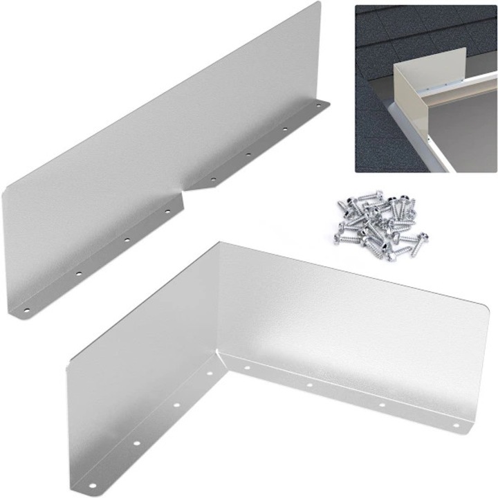 2 darabos készlet, ereszcsatorna védő/deflektor, alumíniumból, korrózióálló, könnyű szerelés, cseréptetős sarkokhoz, fehér
