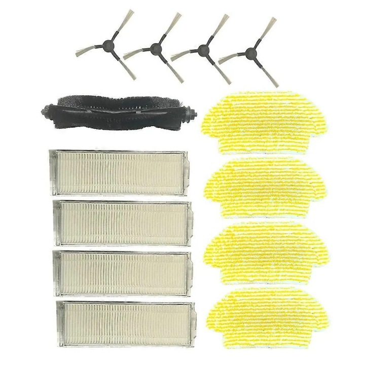 Set accesorii pentru aspirator Karcher RCV3, K0538-C260805-1957-AMZ, perie principala pentru toate tipurile de pardoseli, 4 perii laterale, 4 lavete mop, 4 filtre HEPA, multicolor