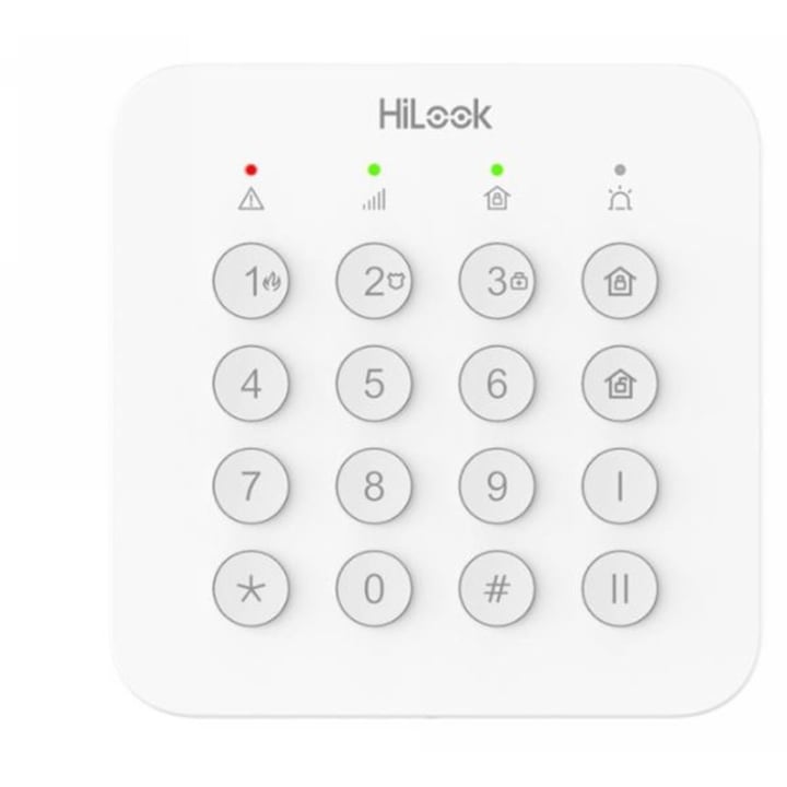 Tastatura pentru sisteme de alarma wireless HiLook, LED, butoane fizice, 868 MHz, ALARM-K201B-WE