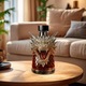 Бутилка/Карафа за уиски, Dragon, кристален вид, декоративна, с херметична тапа и широко гърло, прозрачна, 1 бр., 16 см