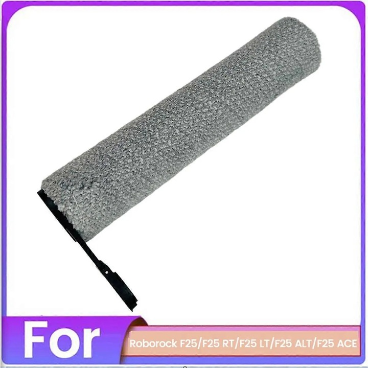 Perie rotativa roller pentru Roborock F25/F25RT/F25LT/F25ALT/F25ACE, cu peri grosi si moi, reglabila anti-incalcare, din plastic si material textil, Gri, 1 buc