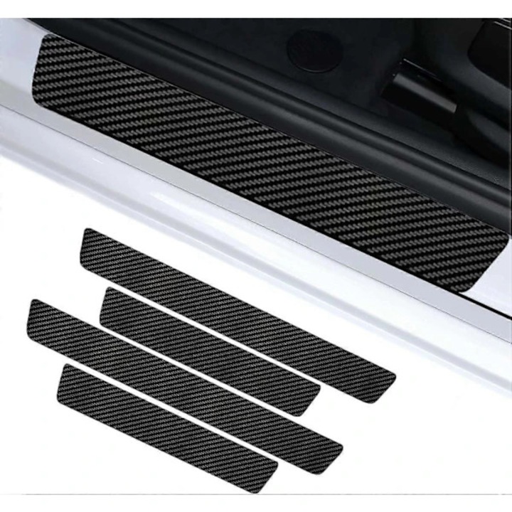 Protector prag auto pentru Nissan Townstar I (2022-2024), din fibra de carbon, rezistent la zgarieturi si uzura, montaj cu banda adeziva fara gaurire, negru, set 4 bucati