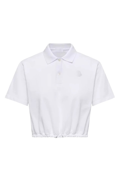 Tricou femei, Moncler Cropped Cotton Piquet Polo, Alb