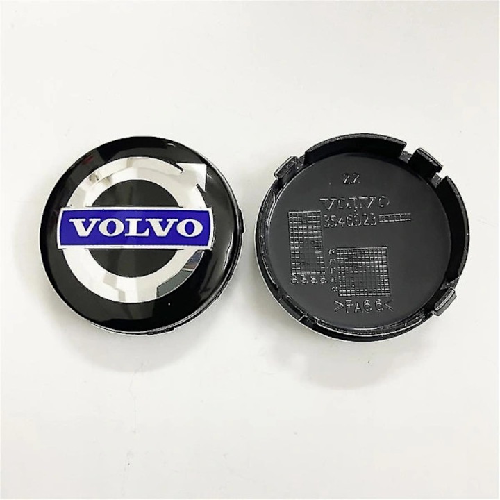Keréktárcsa közép kupak, kerékközép kupak 64 mm, ABS anyag, belső átmérő 57 mm, logóval, kék/fekete, rápattintható rögzítés, Volvo