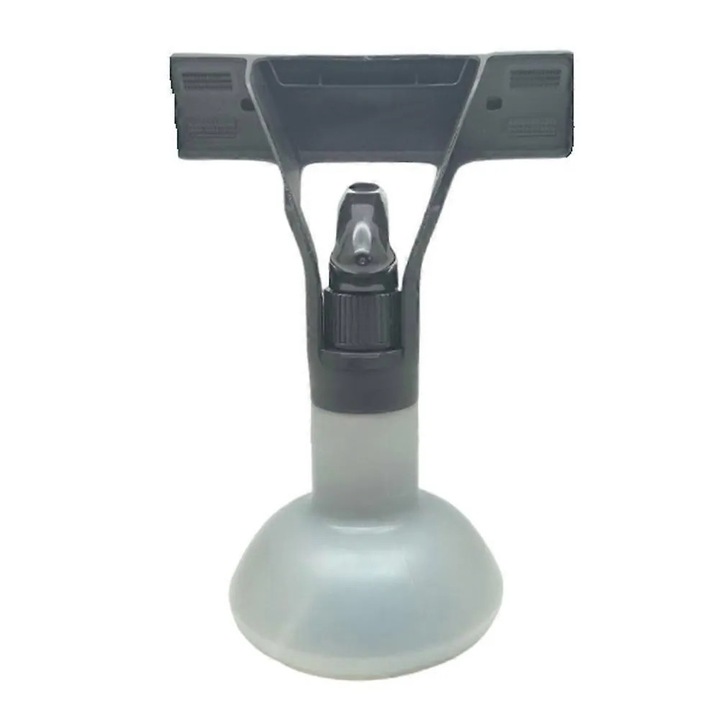 Set 3 piese, Spray pulverizator pentru geamuri compatibil Karcher WV1/WV2, ergonomic cu collara securizata, din plastic, cu banda nylon si duza, Negru/translucid