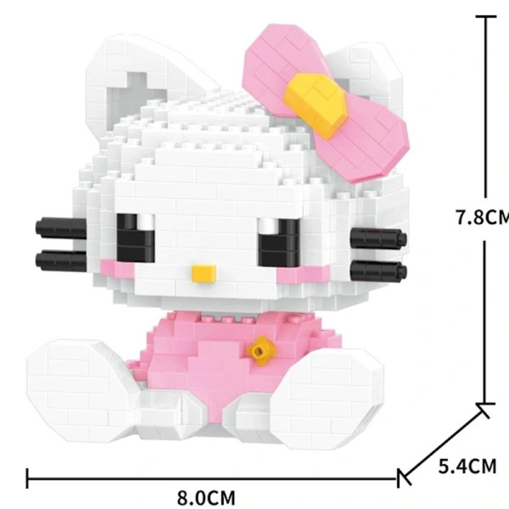 Комплект строителни блокчета Sanrio, Hello Kitty, My Melody, розово бяло, малки
