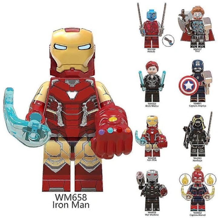 Комплект от 8 броя, сглобяеми фигурки Marvel Avengers Superhero Series, от ABS, височина прибл. 4.5 см, подходящи за деца 3+, многоцветни
