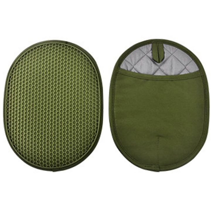 Manusi termice pentru cuptor, manusi de copt din silicon si bumbac, cu suprafata antiderapanta, multistrat, rezistente pana la 230°C, Verde, 2 bucati