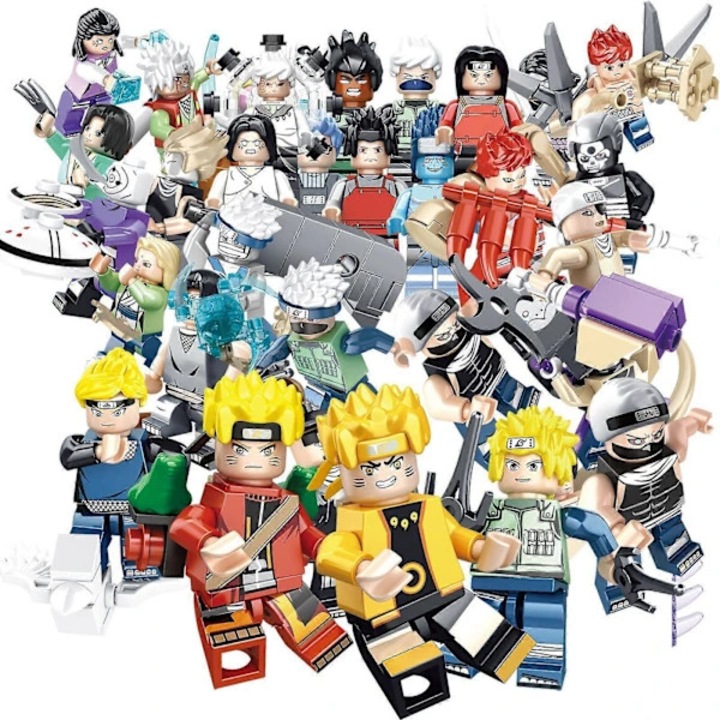 32 db-os építőjáték minifigura készlet Naruto, ABS nem mérgező, kompatibilis építőelemekkel, kb. 4.5 cm, többszínű
