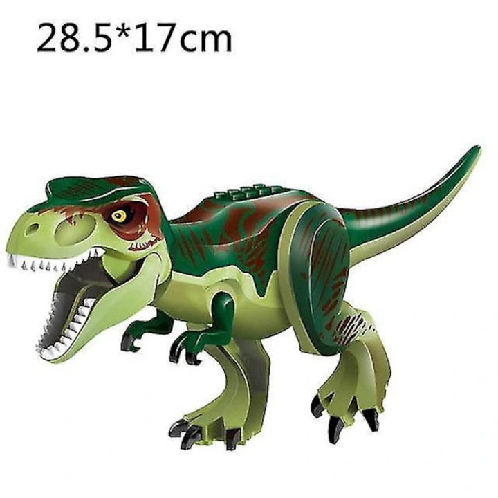 Set figurine dinozauri Jurassic Dinosaur World, blocuri de constructie din ABS, compatibil cu marci cunoscute, verde, 1 set, 28.5x17 cm