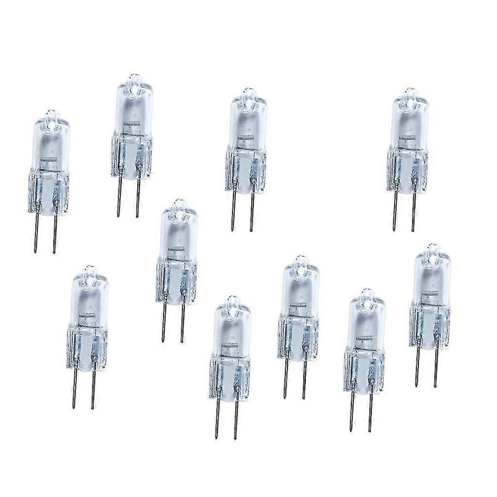 Bec halogen G4, 6V 10W, cu sticla de cuart, 2900K alb cald, 10 bucati