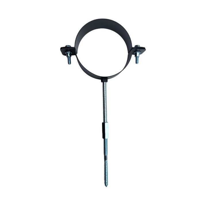 Colier pentru tub de evacuare fum (gaze arse), calitate extra Dupu, otel negru pentru centrale peleti, diametru 80 mm, grosime 1, 2 mm, cu extensie