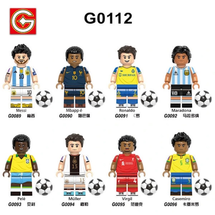 8 db focista figura készlet Messi Neymar építőelemek 5cm többszínű