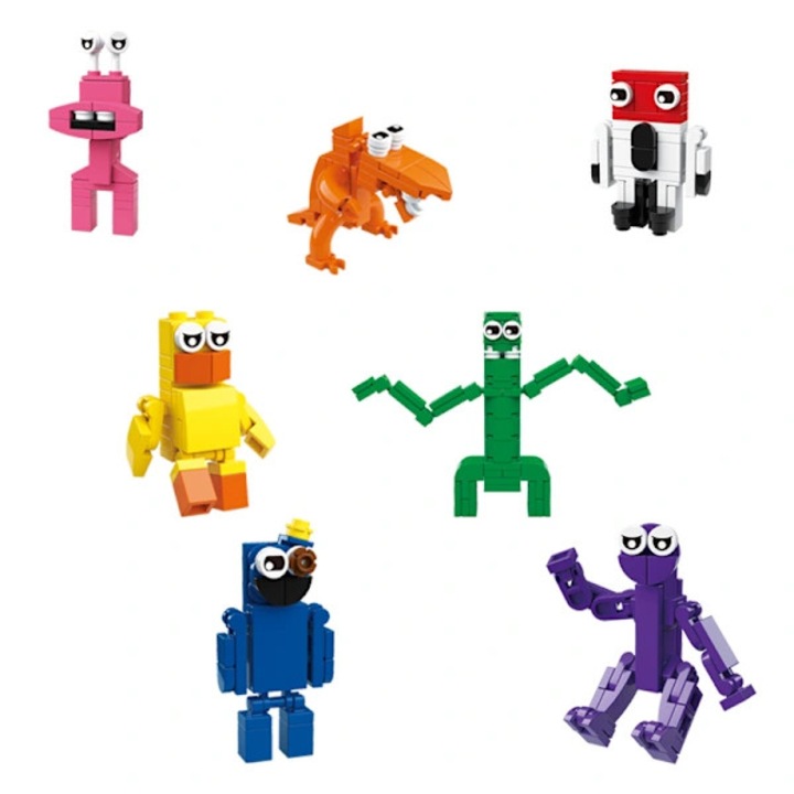 Комплект от 7 броя, минифигурки от строителни блокчета Rainbow Friends, за деца, подарък за рожден ден, многоцветен