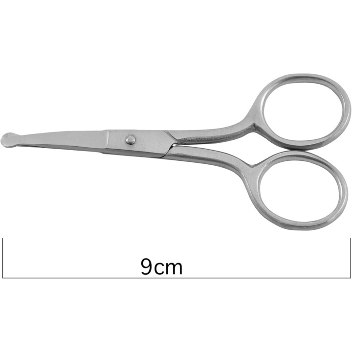Foarfece tuns nas urechi, OEM, 9cm, drept, argintiu