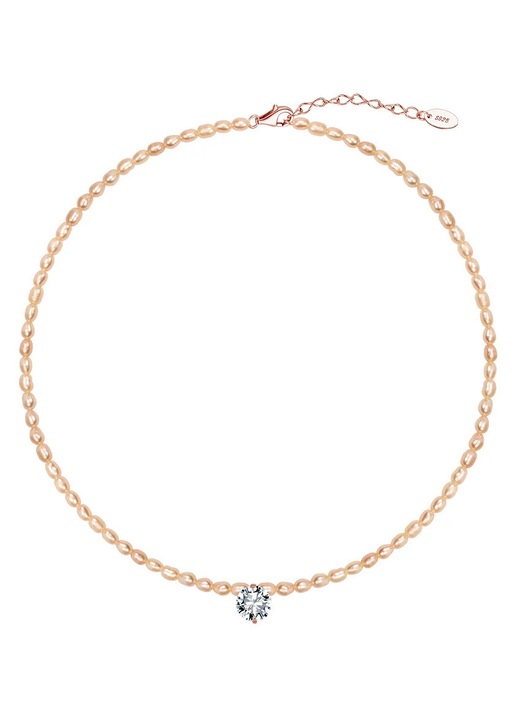 Colier cu Perle Santorini Pearl din Argint 925 Placat cu Aur Roz