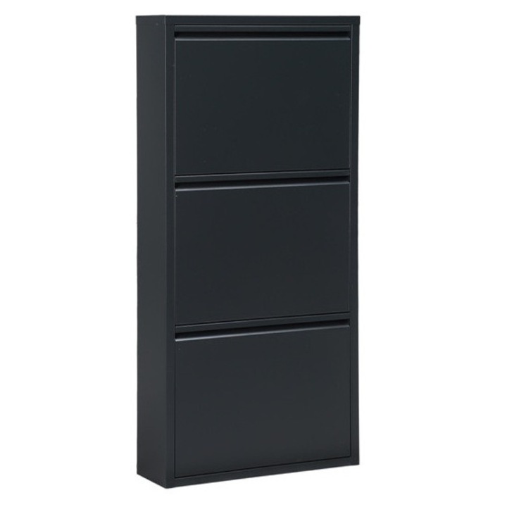 Pantofar metalic Alveon, 3 rafturi, pentru 9-12 perechi de incaltaminte, usi magnetice, 50x15x103, 5 cm