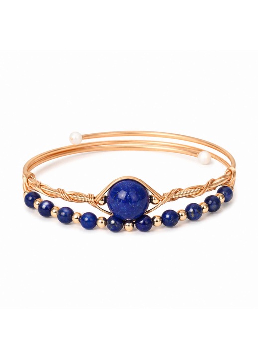 Bratara din Cupru cu Lapis Lazuli Natural – Intelepciune, Comunicare si Eleganta