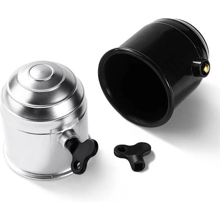 Set 2 capace remorca plastic 50mm negru argintiu