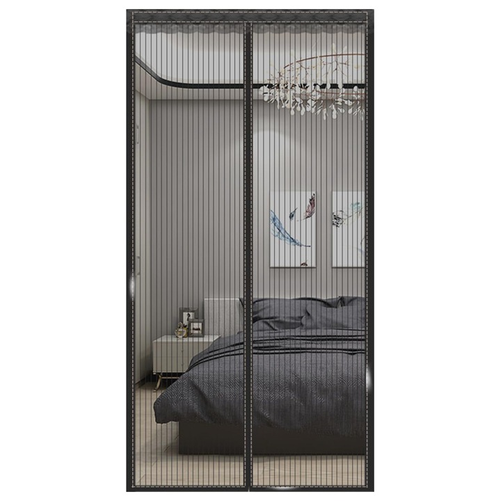Plasa Insecte, Aisprts, Inchidere Magnetica Automata, 110x220 cm, Montare Fara Gaurire, Negru
