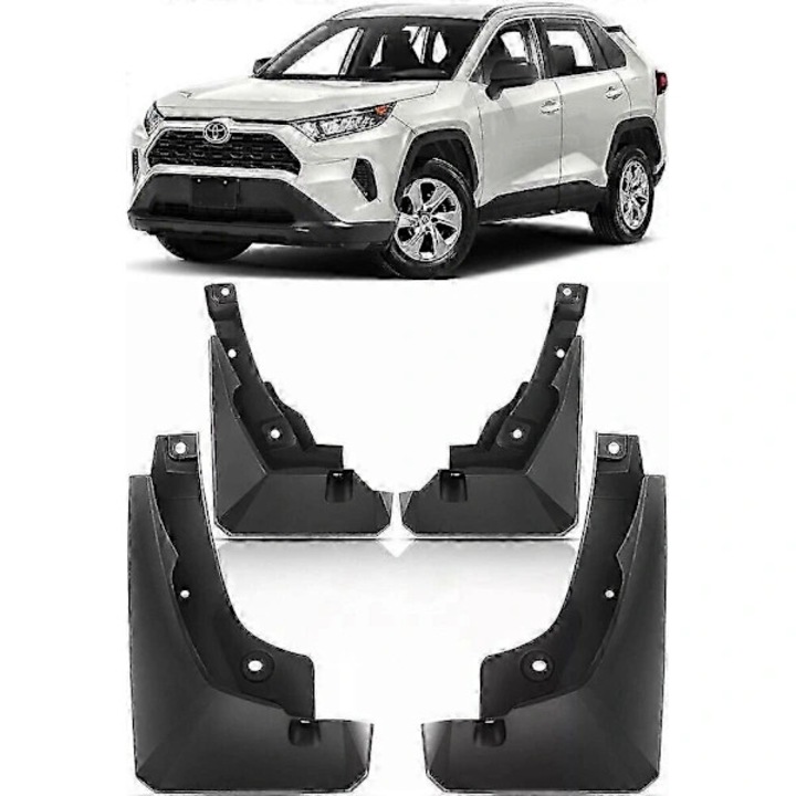 Set 4 bucati, bavete noroi PK389-42K00-TP compatibile cu Toyota RAV4 2019-2024, din plastic rezistent, montare bolt-on cu accesorii incluse, negru
