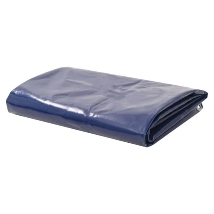 Prelata/folie de protectie din panza cu acoperire PVC 650 g/m², rezistenta la rupere si la apa, cu ochiuri metalice pe margini, albastru, 1.5 x 6 m
