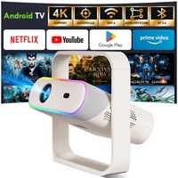 Videoproiector portabil 4K SEPYMP® ，380ANSI，Android OS，Wi-Fi 6 & BT 5.4, 1980x1280, Focalizare automata si corectie trapezoidala automata, echipat cu lumina ambientala, compatibil cu HDMI/USB/stick TV/PS5/laptop, Alb crem