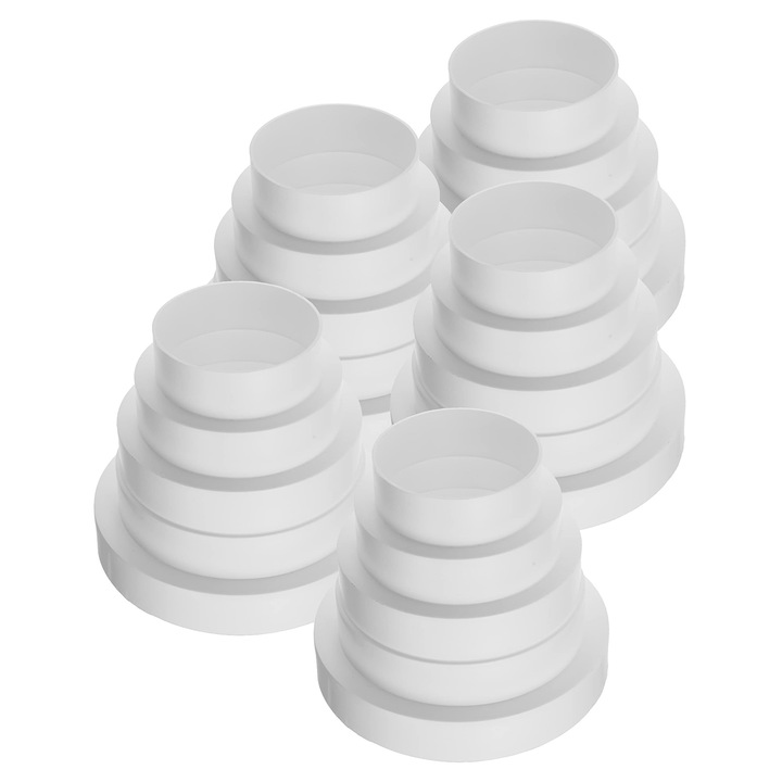 Set 5 Bucati Reductor Sistem Ventilatie, Vent Systems, Adaptare Diametre Conducte HVAC, Plastic ABS Rezistent, 8-15 cm