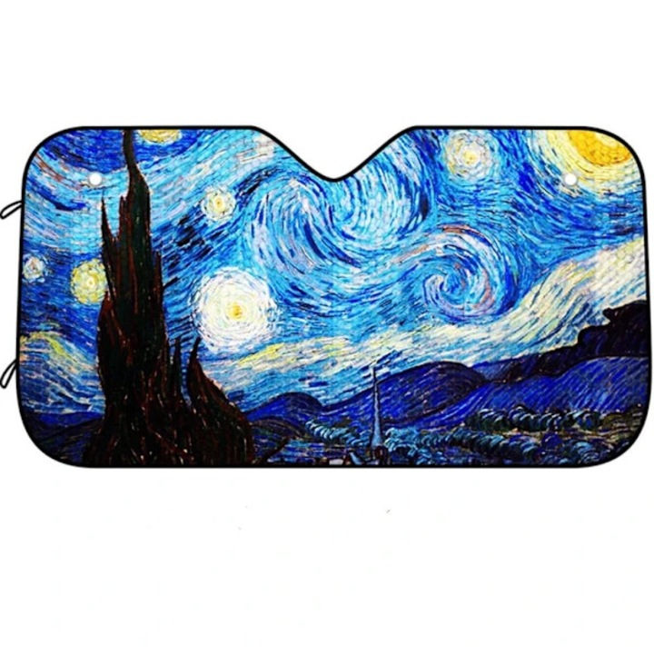 Parasolar parbriz/autó napellenző Starry Sky alumínium fóliából, univerzális, UV védelem és hővisszaverő, Multicolor, 127x68 cm, 1 db