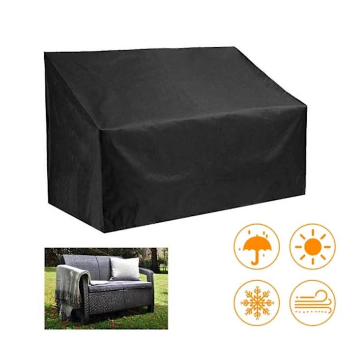 Husa pentru banca de gradina, impermeabila, negru, 163x66x89cm, set