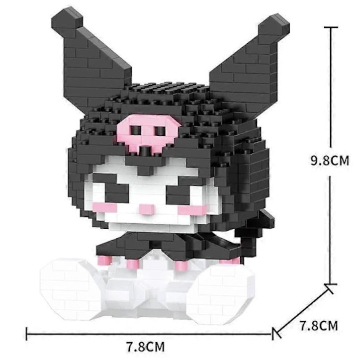 Építőkocka készlet, Sanrio játék készlet, Lego kompatibilis, ABS-ből, interaktív, rózsaszín/fehér, 5 karakter