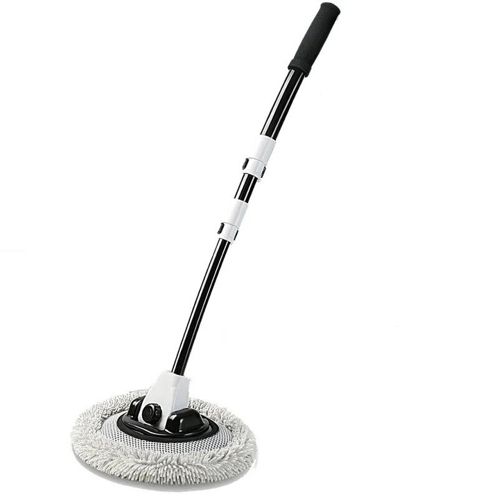 Perie pentru spalatorie auto, mop din chenila indoit la 15 grade cu maner telescopic lung, instrument de curatare auto