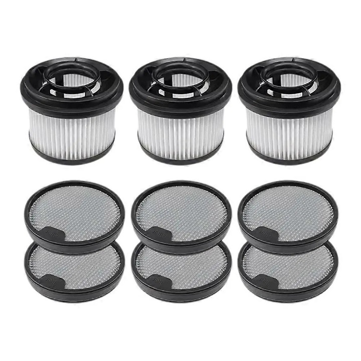 Set 9 bucati, filtre HEPA compatibile Dreame Z10 Station/Z20 Station, 6 x pre-filtre, 3 x post-filtre, curatabile si reutilizabile, negru/alb