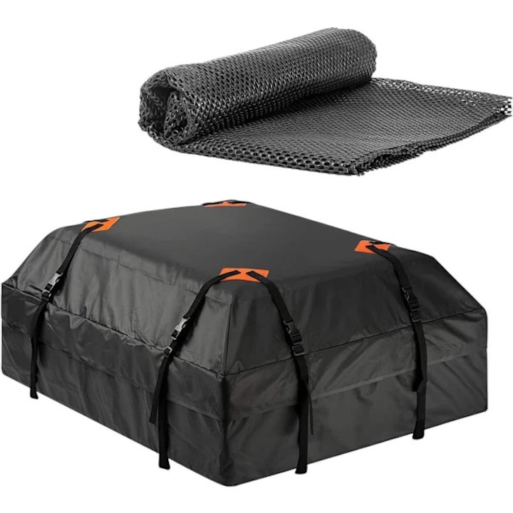 Cutie portbagaj pliabila, impermeabila, 112x87x44cm, negru, cu covoras antiderapant