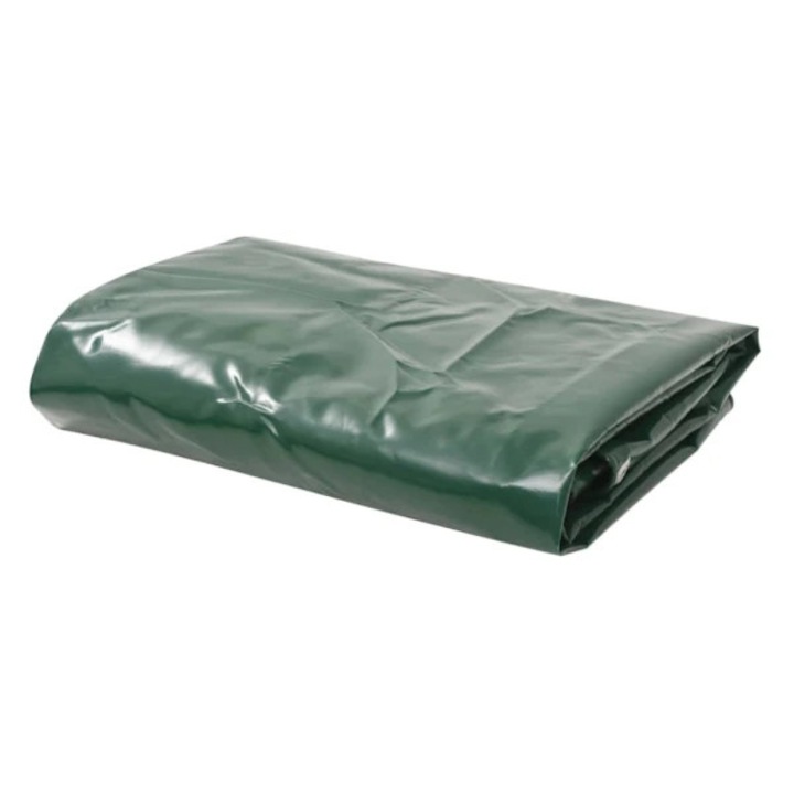 Poliészter ponyva 100% PVC bevonattal, 650 g/m², víz- és UV-álló, fém fűzőlyukakkal a széleken, Zöld, 3 x 5 m