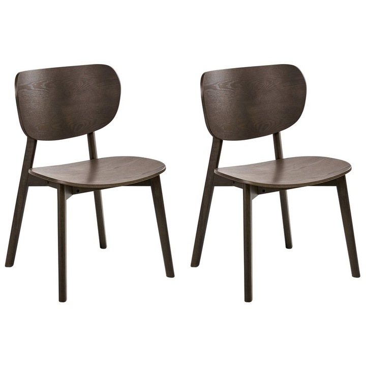 Set de 2 scaune dining Overly Lemn Maro inchis