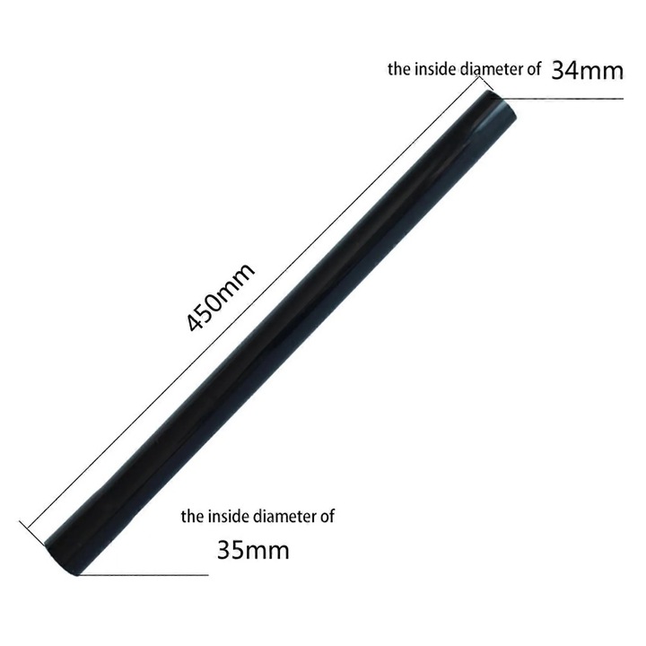 Tub rigid pentru aspirator, tija lunga compatibila O35 mm, din ABS+plastic, lungime 450 mm, diametru interior 35 mm, Negru, 8 bucati