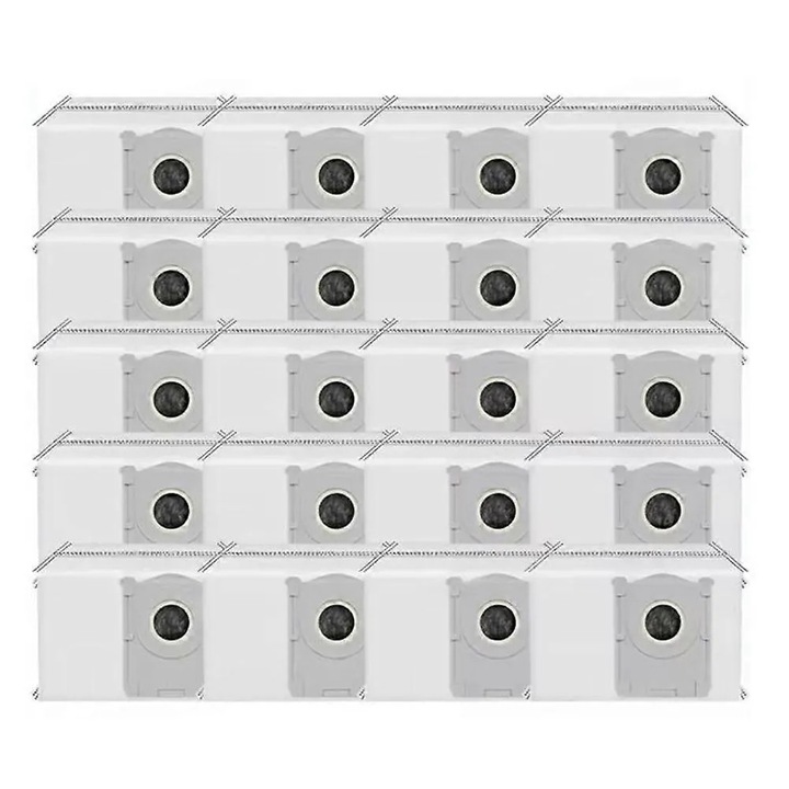 20 darabos készlet, porzsákok Ecovacs Deeboot T90 Pro Omni/T90 Omni/X12 OmniCyclone kompatibilis, nem szőtt anyagból, víztartályos verzióhoz, fehér