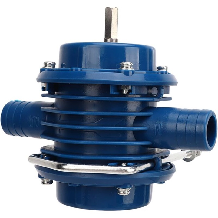 Pompa de foraj manuala, mini pompa de transfer auto-amorsanta, fara alimentare electrica, compatibila cu bormasina, usor de instalat, albastru