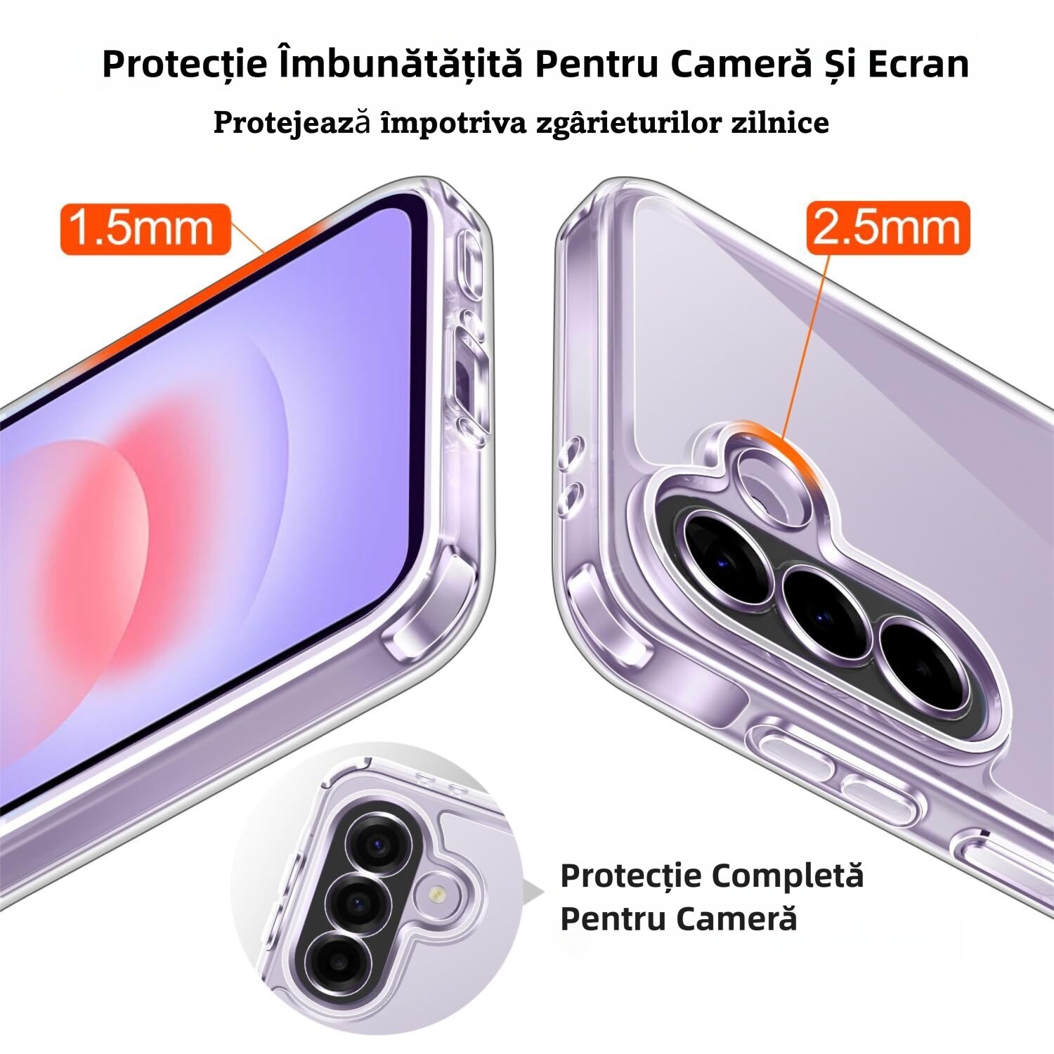 Pachet Husa Telefon Care nu Ingalbeneste + 2 Folii Sticla Compatibila Cu Samsung Galaxy A37 5G, MOGU Set Protectie 360, Carcasa Subtire de TPU Flexibil, Rezistent la Socuri, Include 2 folii de Protectie din Sticla Securizata, Transparenta