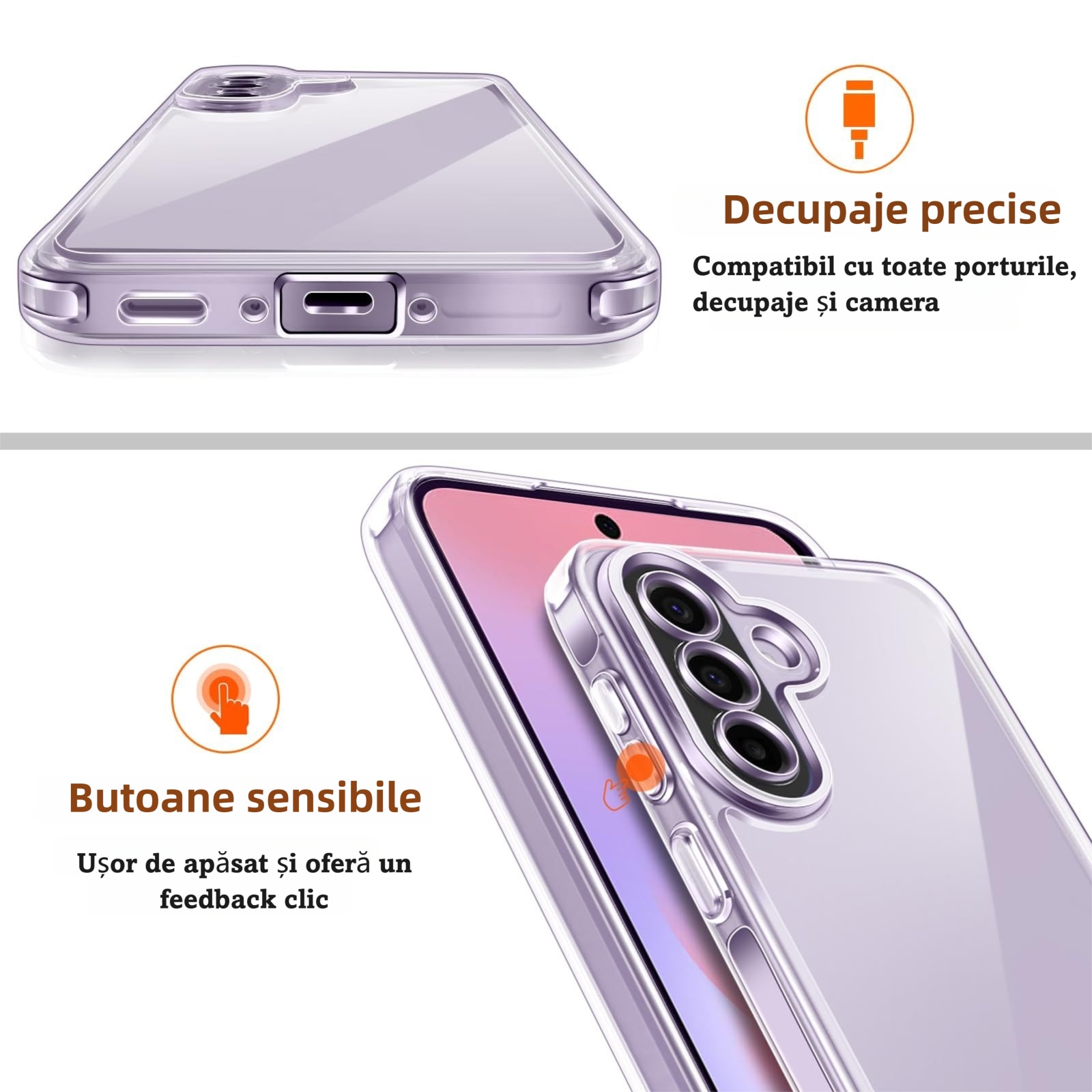 Pachet Husa Telefon Care nu Ingalbeneste + 2 Folii Sticla Compatibila Cu Samsung Galaxy A37 5G, MOGU Set Protectie 360, Carcasa Subtire de TPU Flexibil, Rezistent la Socuri, Include 2 folii de Protectie din Sticla Securizata, Transparenta