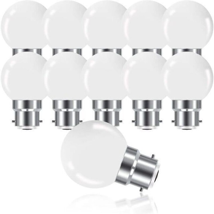 11 db B22 G45 LED izzó készlet, meleg fehér, 3W, 45x69mm