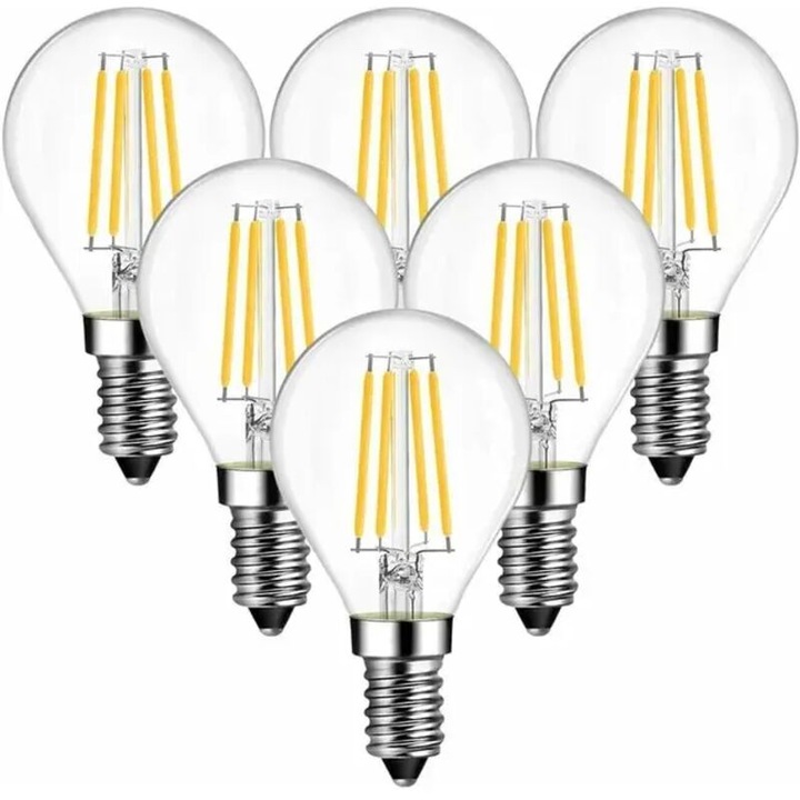 6 db LED G45 E14 4W filament retro átlátszó izzó készlet 20x4cm