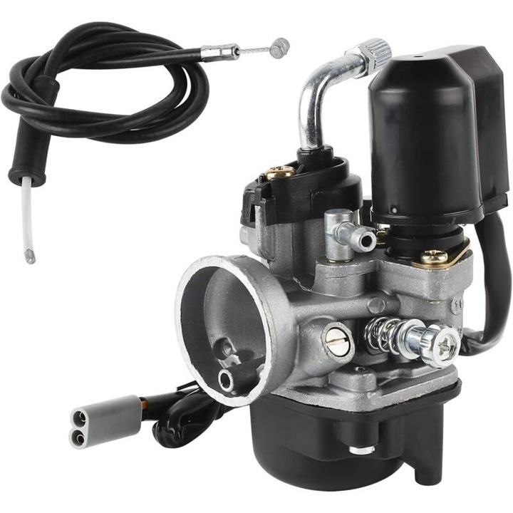 Carburator de inlocuire, 17,5 mm, compatibil cu scutere 50cc Piaggio/Gilera/Aprilia, cu starter electric, versiune noua fara revarsare in camera plutitorului, Multicolor, 1 buc